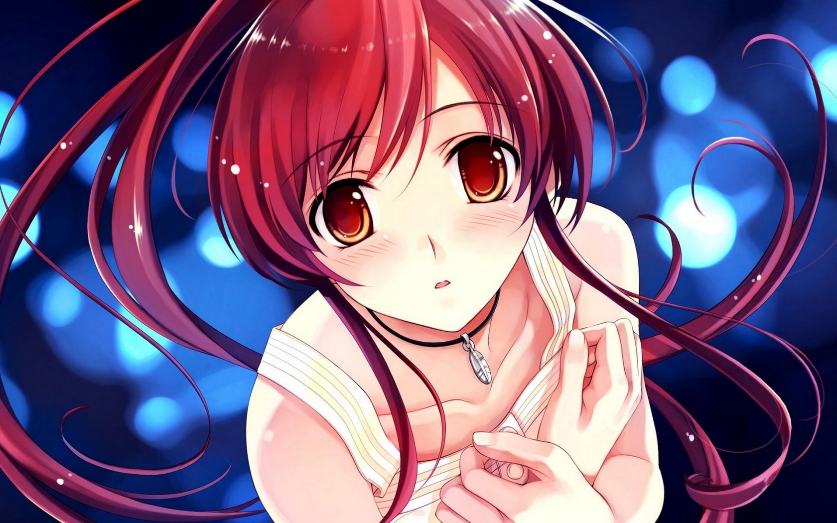 anime, Anime Girls, Redhead, Red Eyes, Blushing Wallpaper