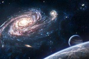 space Art, Spiral Galaxy, Planet, Stars, Galaxy