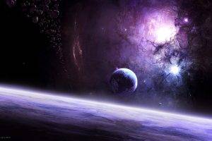 space Art, Planet, Asteroid, Nebula