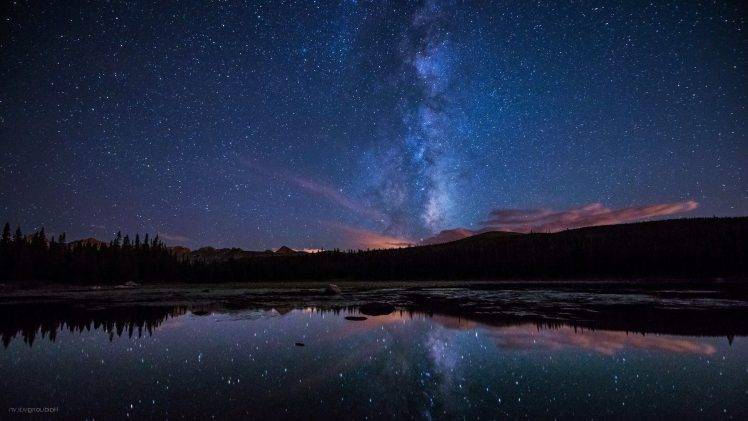 Milky Way, Stars, Lake HD Wallpaper Desktop Background