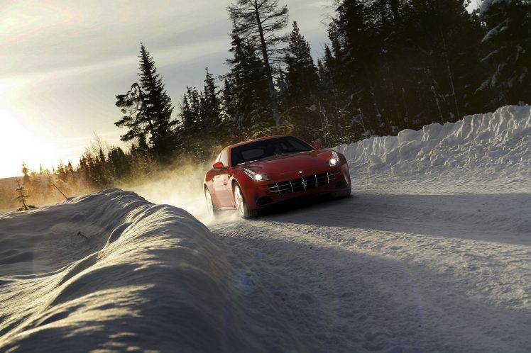 Ferrari FF, Car, Snow HD Wallpaper Desktop Background