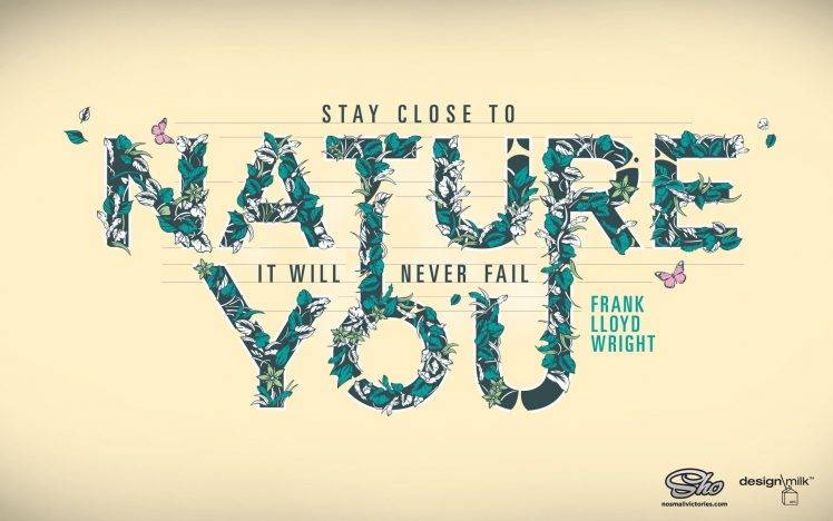 nature, Typography, Quote, Leaves, Butterfly HD Wallpaper Desktop Background
