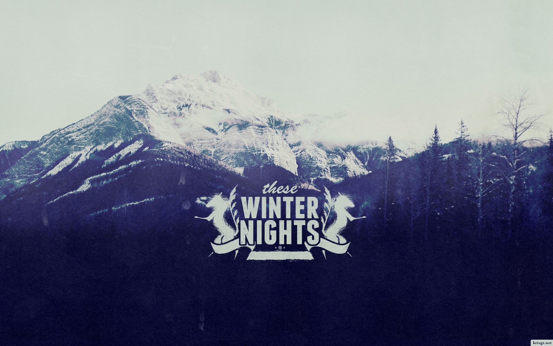 winter, Mountain, Typography Wallpaper