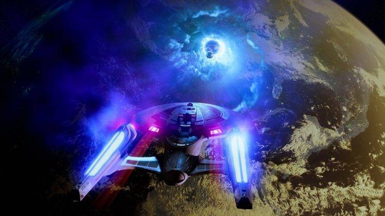 Star Trek, USS Enterprise (spaceship), Digital Art, Artwork, Space, Black Holes HD Wallpaper Desktop Background