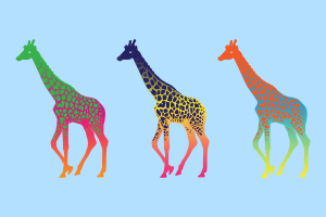 giraffes, Colorful, Animals