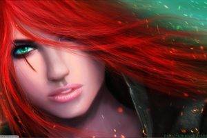 Katarina, MagicnaAnavi, Redhead, Green Eyes, League Of Legends, Katarina Du Couteau