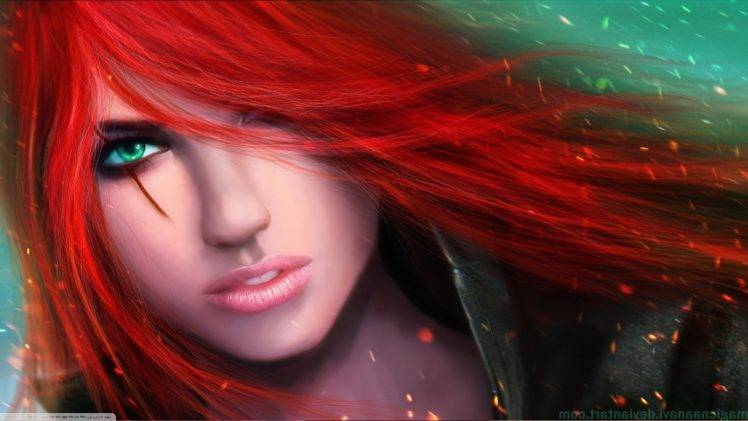 Katarina, MagicnaAnavi, Redhead, Green Eyes, League Of Legends, Katarina Du Couteau HD Wallpaper Desktop Background