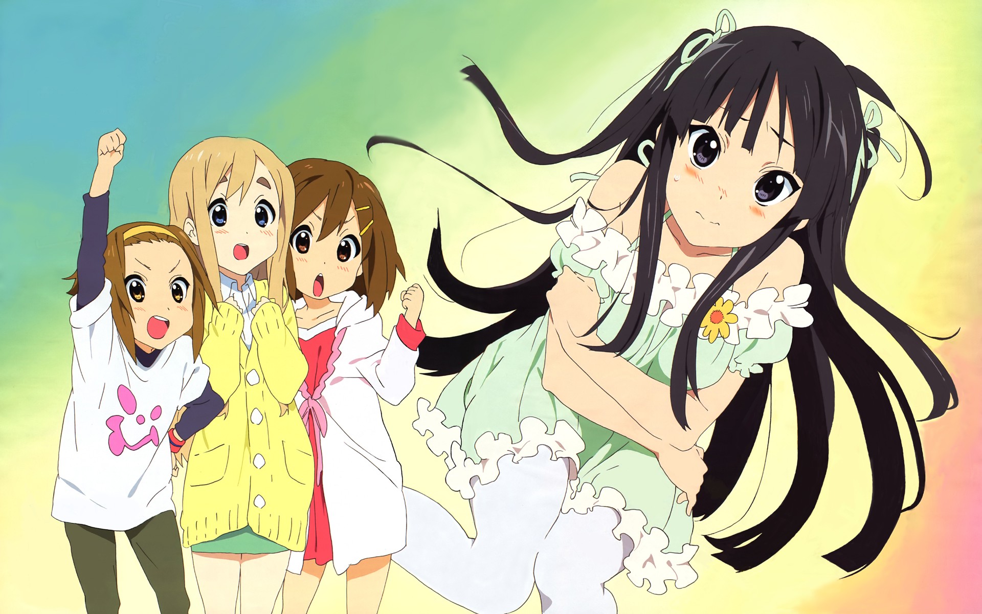 K ON!, Anime Girls, Akiyama Mio, Hirasawa Yui, Kotobuki Tsumugi, Tainaka Ritsu Wallpaper