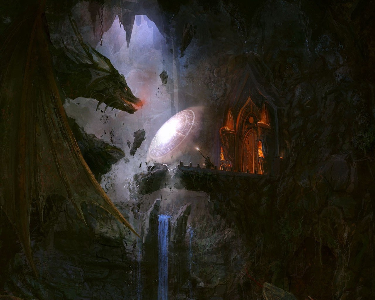 dragon, Waterfall, Wizard, Bridge, The Lord Of The Rings Wallpaper