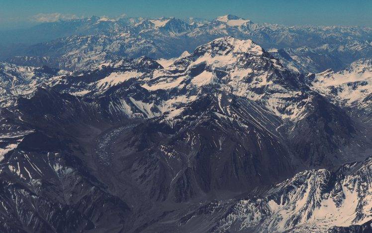 nature, Mountain, Snow, Aerial View HD Wallpaper Desktop Background