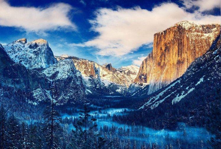 nature, Mountain, Trees, Snow, Winter, Forest HD Wallpaper Desktop Background