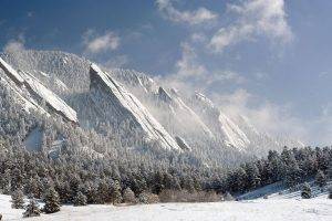 nature, Mountain, Snow, Trees, Winter