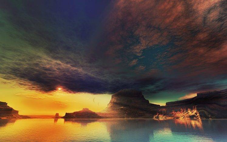 nature, Water, Sunset HD Wallpaper Desktop Background