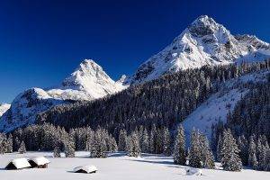 nature, Winter, Snow, Trees, Mountain