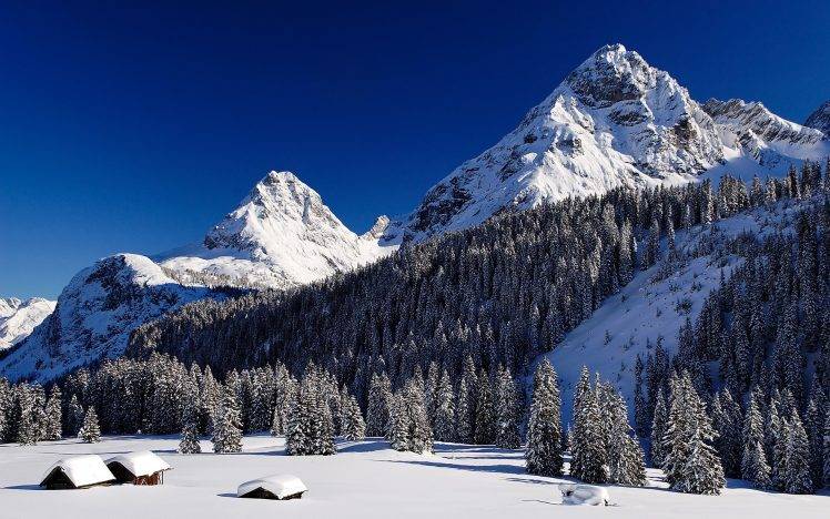 nature, Winter, Snow, Trees, Mountain HD Wallpaper Desktop Background