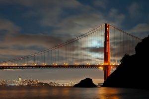 Golden Gate Bridge, San Francisco, Bridge, City, Landscape, Moon