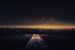 quote, Road, Sky, Clouds, Stars, Galaxy, Fantasy Art, Universe