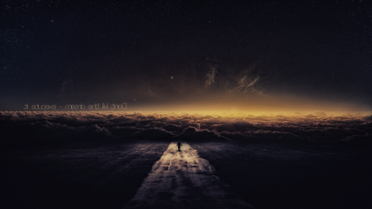 quote, Road, Sky, Clouds, Stars, Galaxy, Fantasy Art, Universe HD Wallpaper Desktop Background