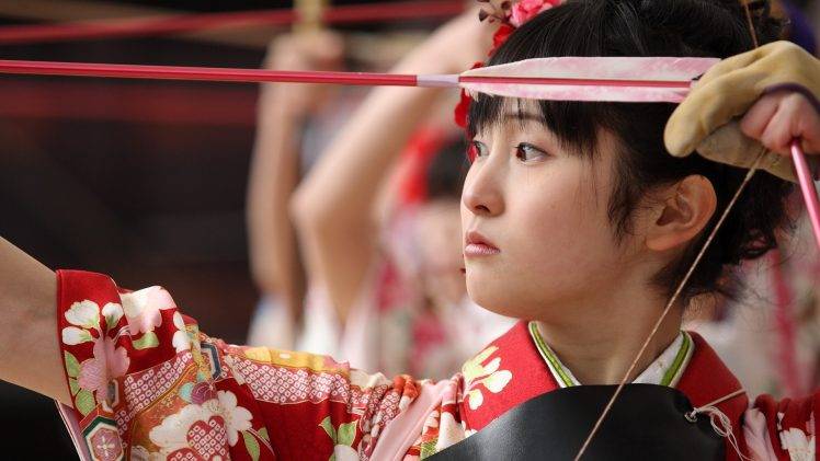 Japanese, Women, Bows, Martial Arts, Kyudo HD Wallpaper Desktop Background
