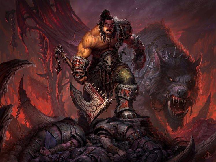 orcs, Axes, Creature, World Of Warcraft: Warlords Of Draenor, Grommash Hellscream HD Wallpaper Desktop Background