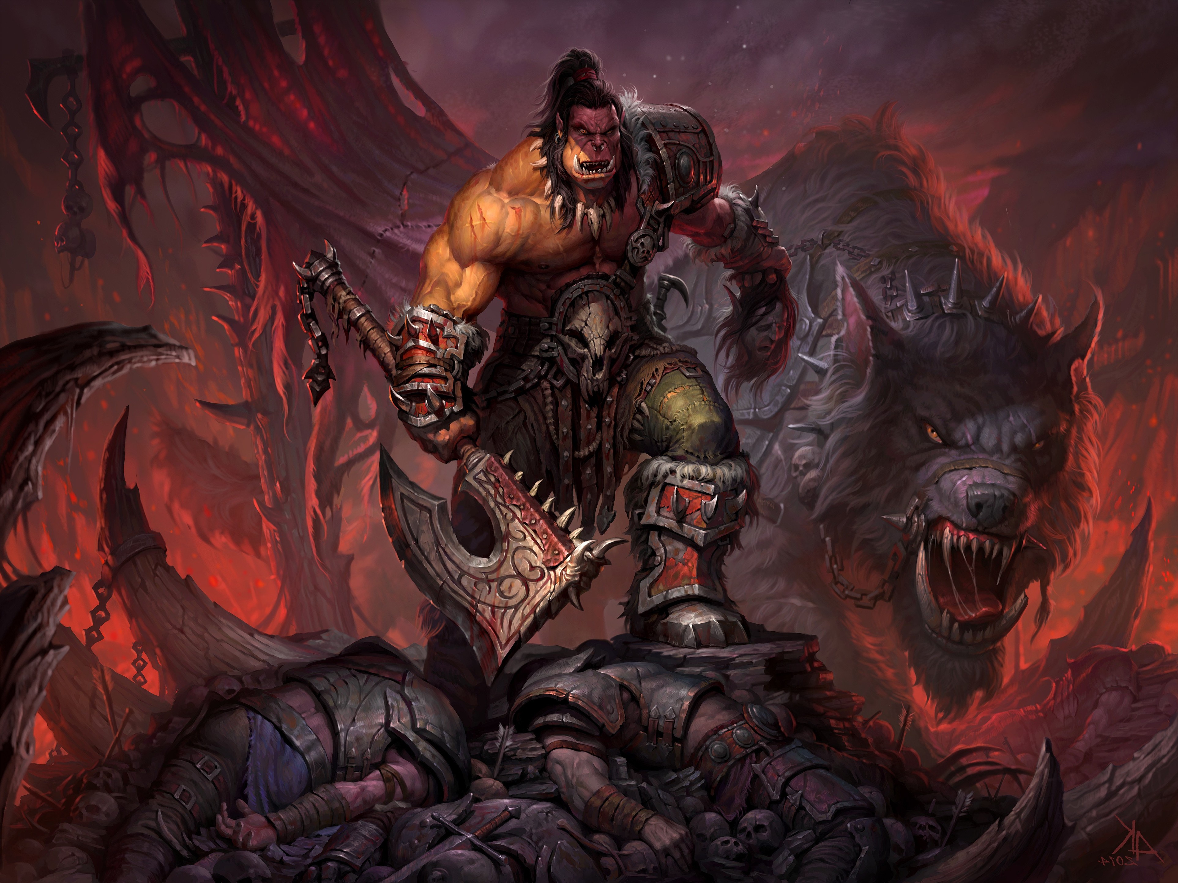 orcs, Axes, Creature, World Of Warcraft: Warlords Of Draenor, Grommash Hellscream Wallpaper