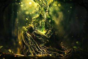 roots, Trees, Door, Branch, Digital Art, Forest, Desktopography