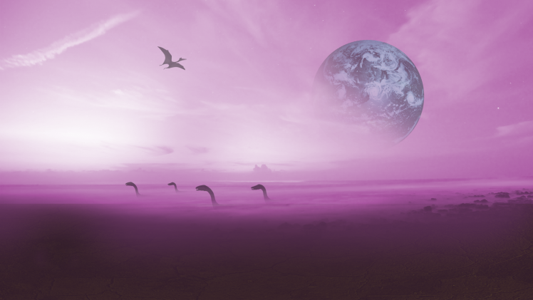planet, Dinosaurs, Purple, Space HD Wallpaper Desktop Background