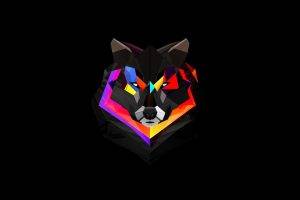 wolf, Black Background, Animals, Digital Art