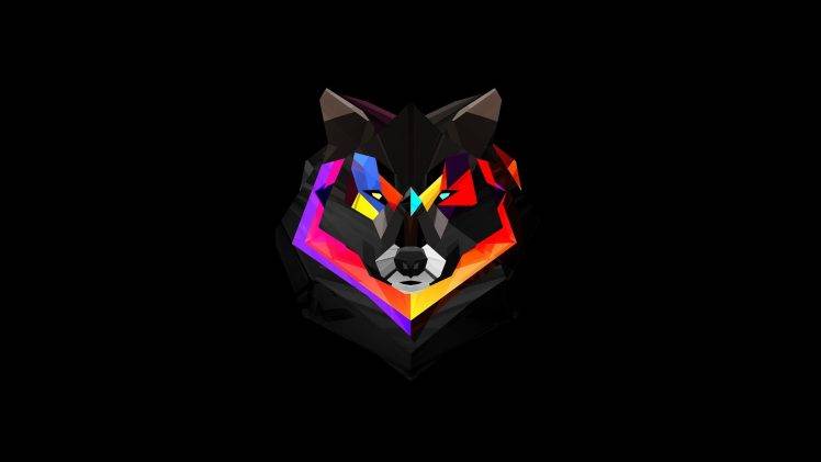 wolf, Black Background, Animals, Digital Art HD Wallpaper Desktop Background
