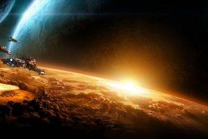 Starcraft II, Nuclear, Space, Spaceship, Planet