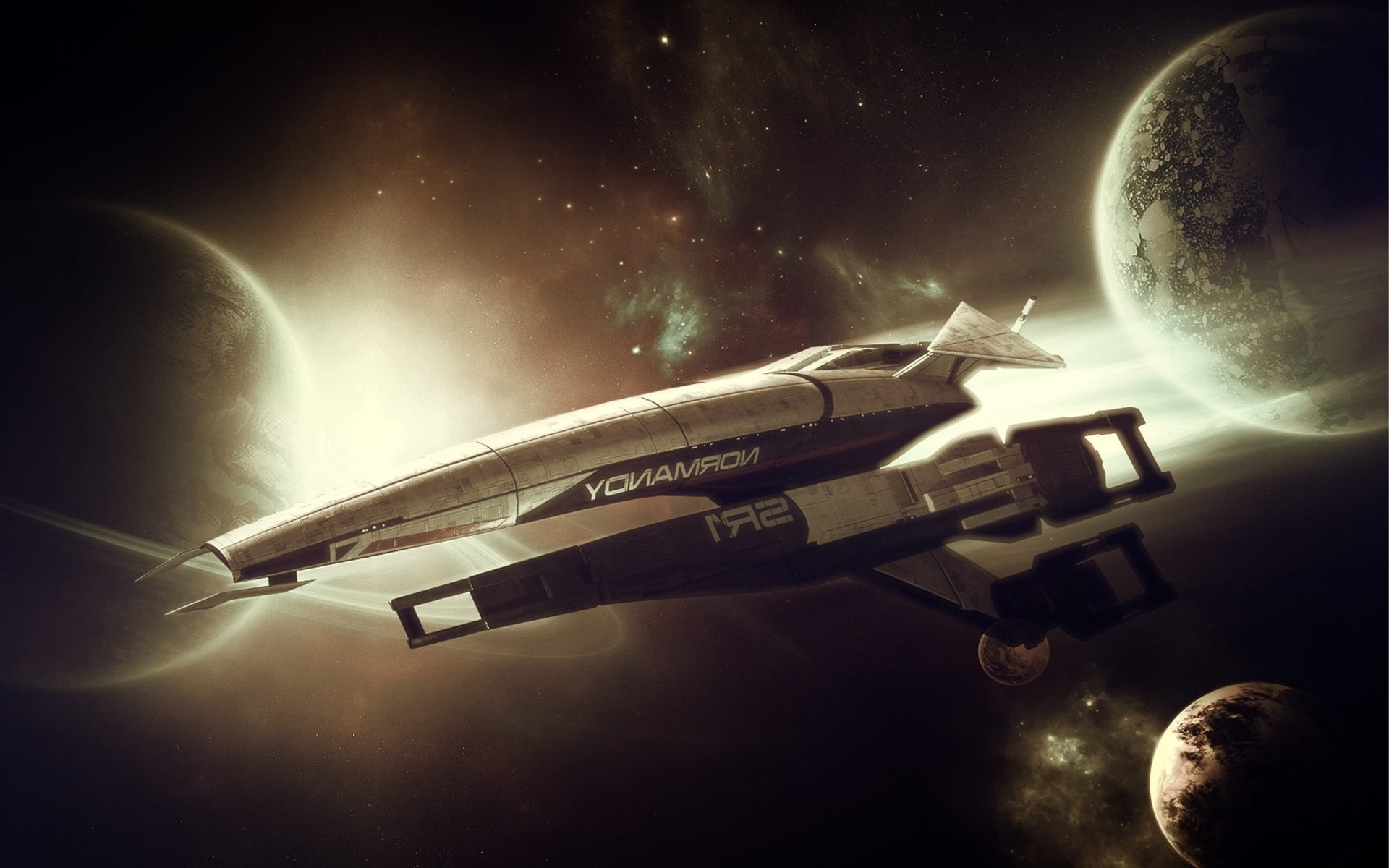 spaceship, Space Station, Normandy Sr 1, Mass Effect Wallpaper