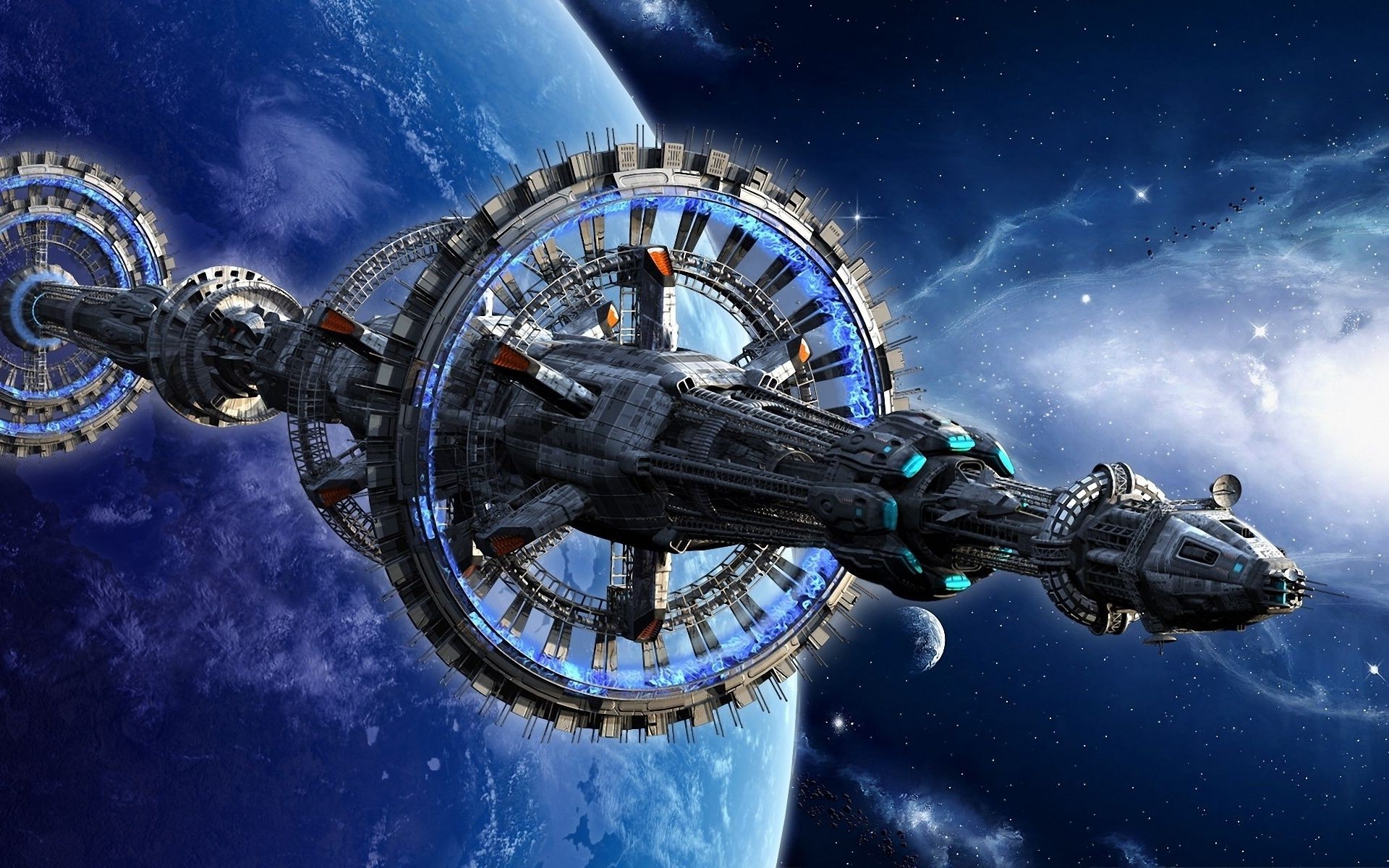 spaceship, Space Station, Science Fiction Wallpaper