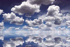 water, Blue, Reflection, Nature, Clouds, Sky, Horizon, Salt Lakes, Minimalism, Simple