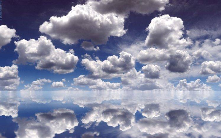 water, Blue, Reflection, Nature, Clouds, Sky, Horizon, Salt Lakes, Minimalism, Simple HD Wallpaper Desktop Background