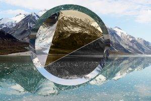 nature, Mountain, Snow, Hill, Polyscape, Water, Lake, Reflection, Photo Manipulation, Snowy Peak