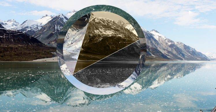 nature, Mountain, Snow, Hill, Polyscape, Water, Lake, Reflection, Photo Manipulation, Snowy Peak HD Wallpaper Desktop Background