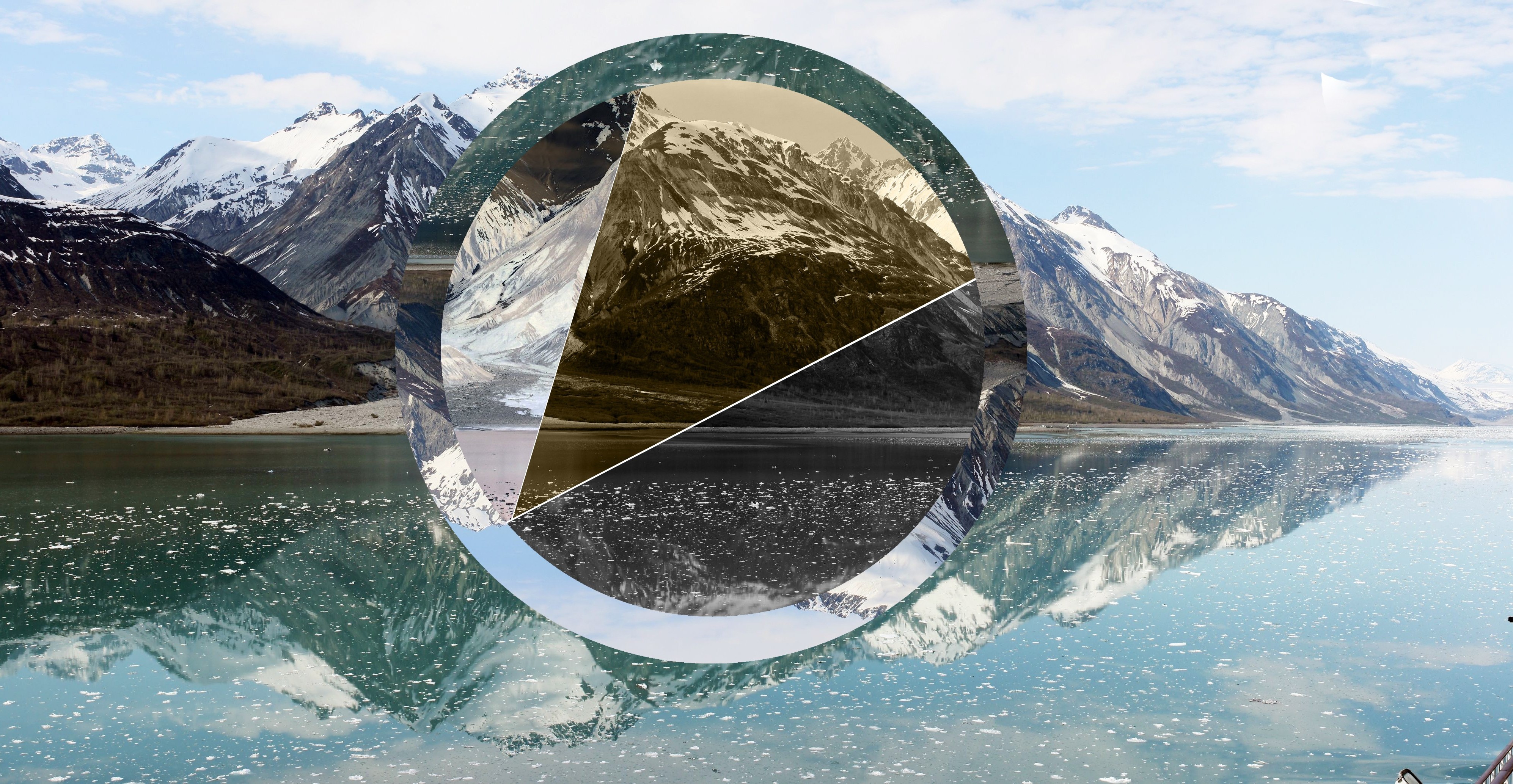 nature, Mountain, Snow, Hill, Polyscape, Water, Lake, Reflection, Photo Manipulation, Snowy Peak Wallpaper