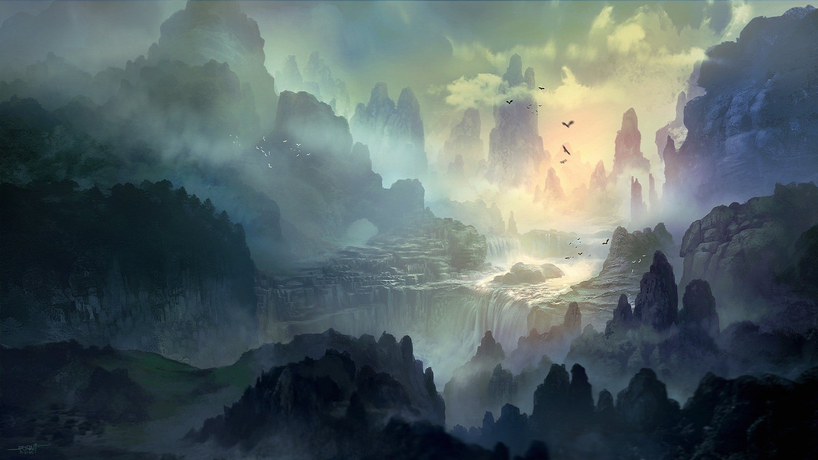 mist, Mountain, Trees, River, DeviantArt Wallpaper