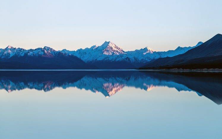 mountain, Snow, Nature, Water, Sky, Blue, Glass HD Wallpaper Desktop Background