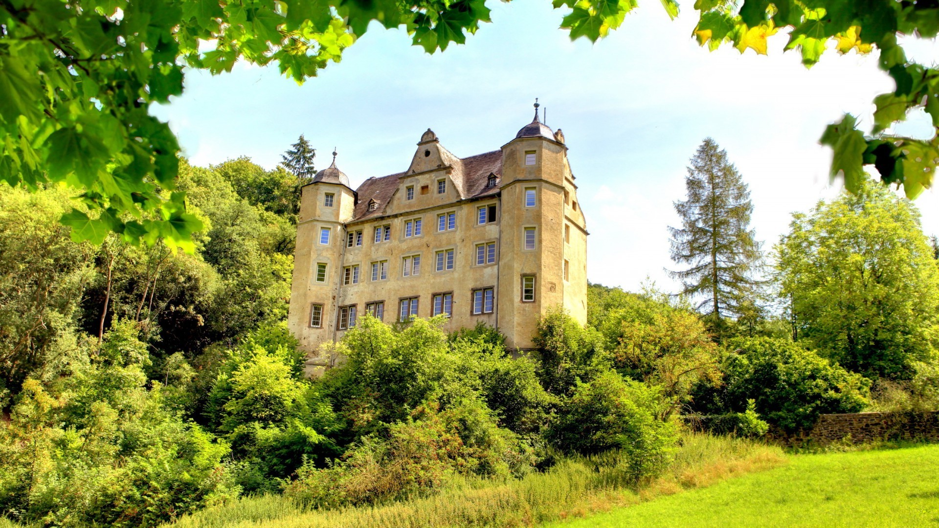 architecture, Castle, Nature, Trees, Grass, Clouds, Germany, Forest, Leaves, Window, Tower Wallpaper