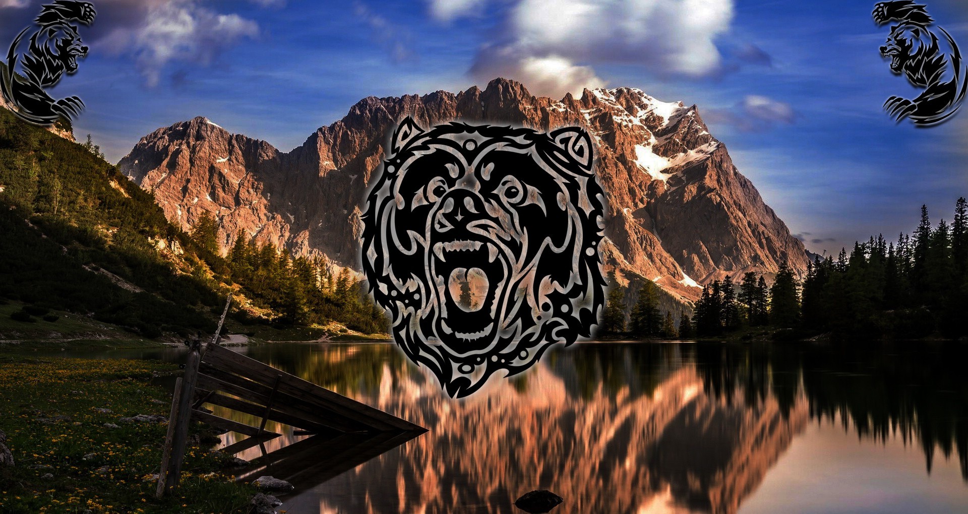 bears, Mountain, Water, Lake Wallpaper