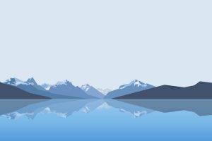 lake, Mountain, Reflection, Minimalism