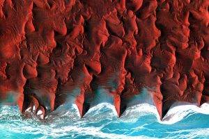 nature, Aerial View, Sea, Coast, Desert, Namibia, Africa, Minimalism, Dune
