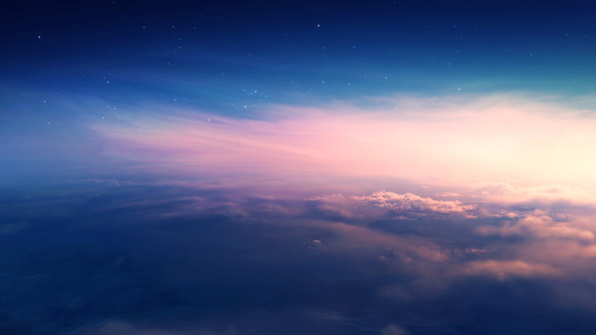 nature, Sunset, Clouds, Stars Wallpaper