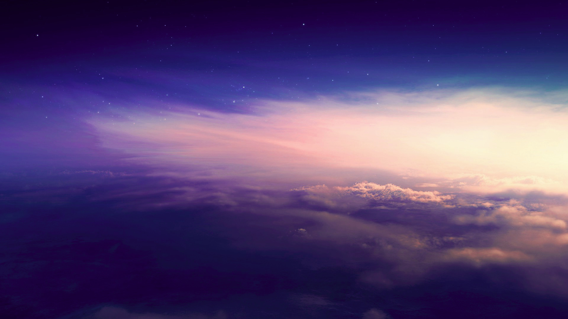 nature, Sunset, Clouds, Stars, Color Correction Wallpaper