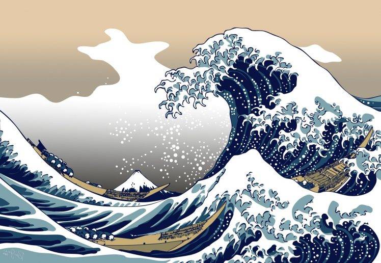 nature, Blue, The Great Wave Off Kanagawa HD Wallpaper Desktop Background