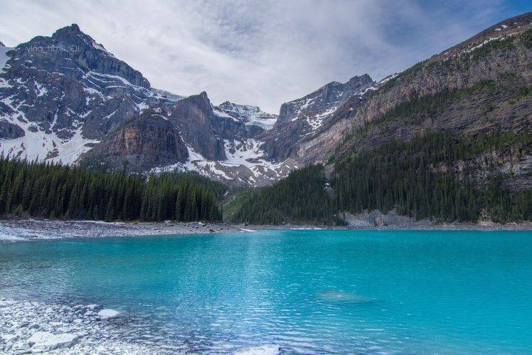 lake, Nature, Mountain, Snow, Trees HD Wallpaper Desktop Background