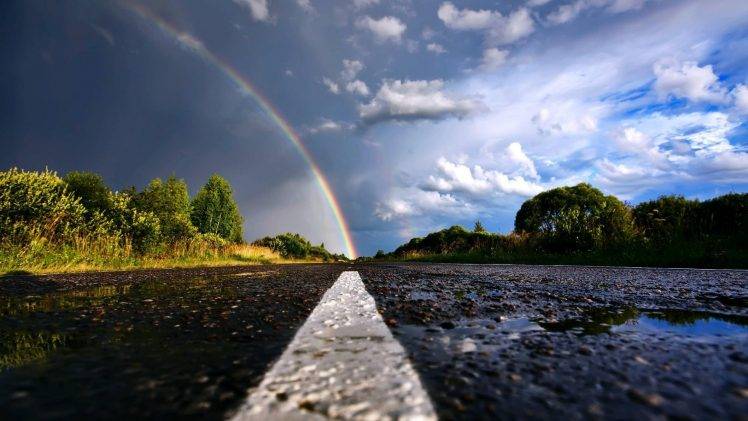 nature, Rainbows, Road HD Wallpaper Desktop Background