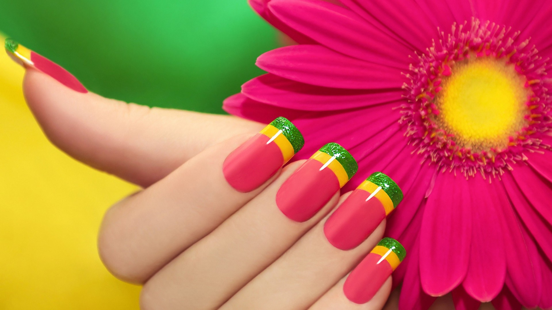 colorful, Minimalism, Flowers, Hand, Fingers, Long Nails ...