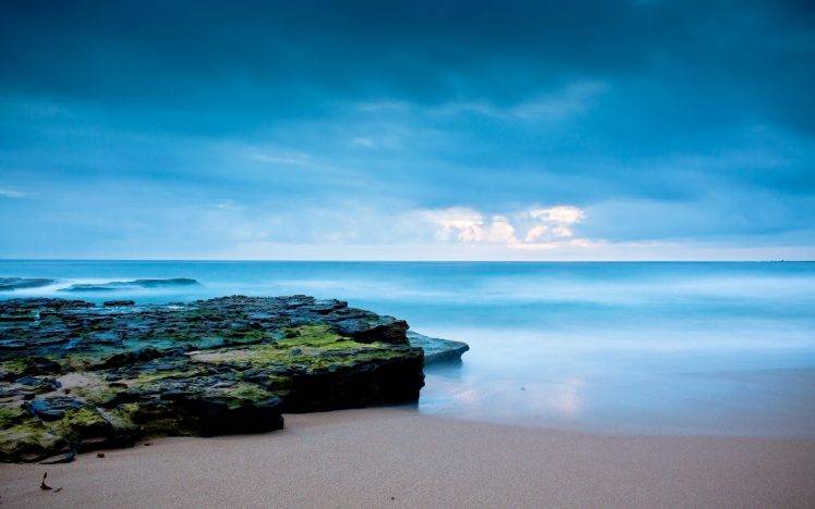 nature, Sea, Beach, Sand, Rock, Long Exposure HD Wallpaper Desktop Background